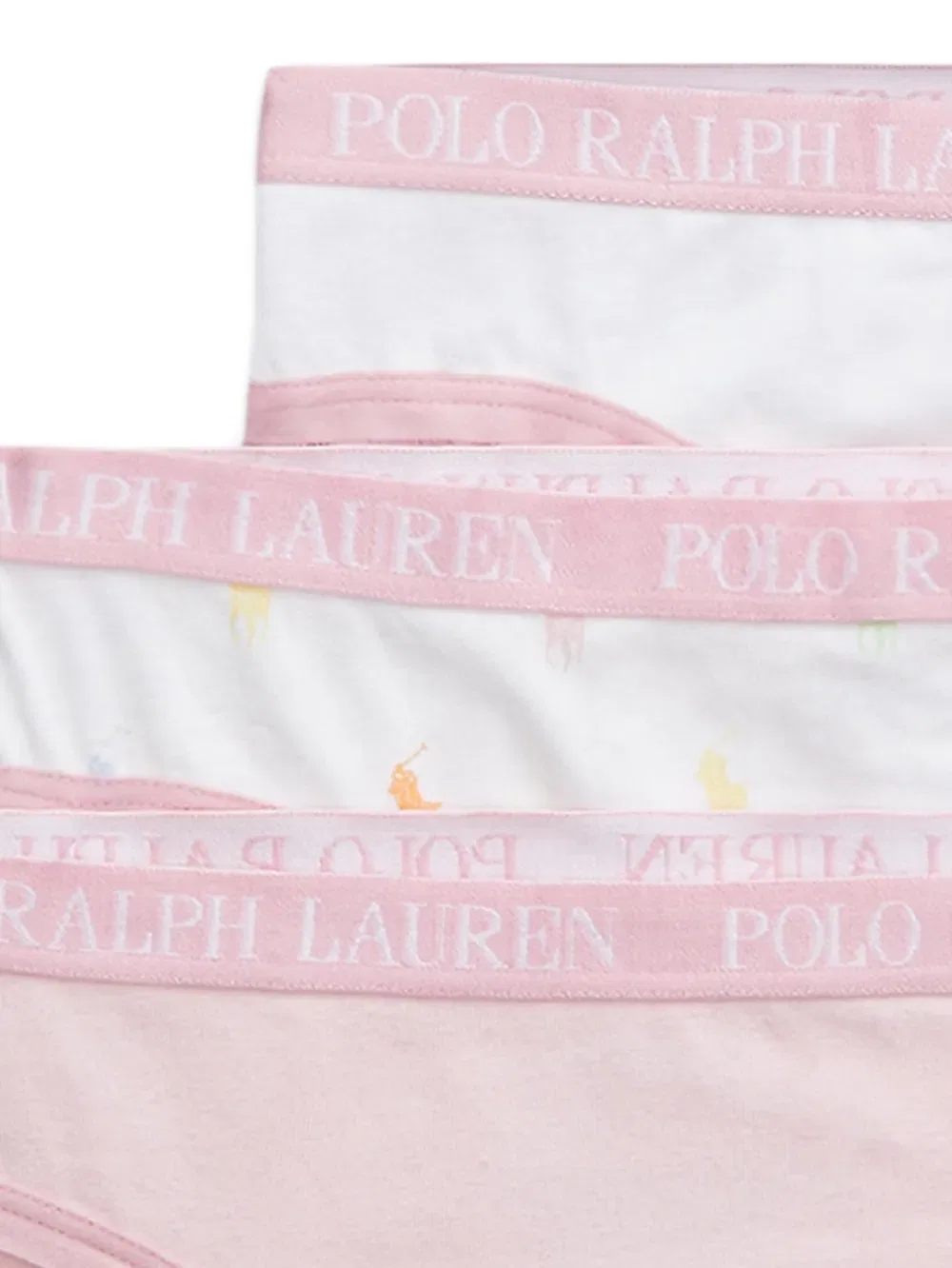 Трусики-бикини с изображением пони (комплект из трех штук) Polo Ralph Lauren Kids, розовый — фото 2