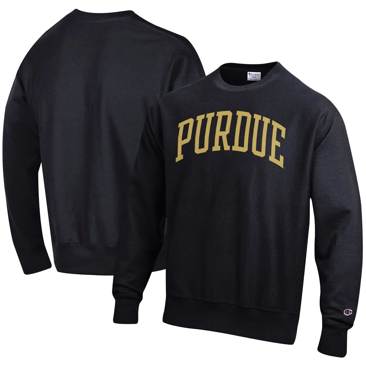 

Мужской черный пуловер Purdue Boilermakers Arch обратного плетения свитшот Champion