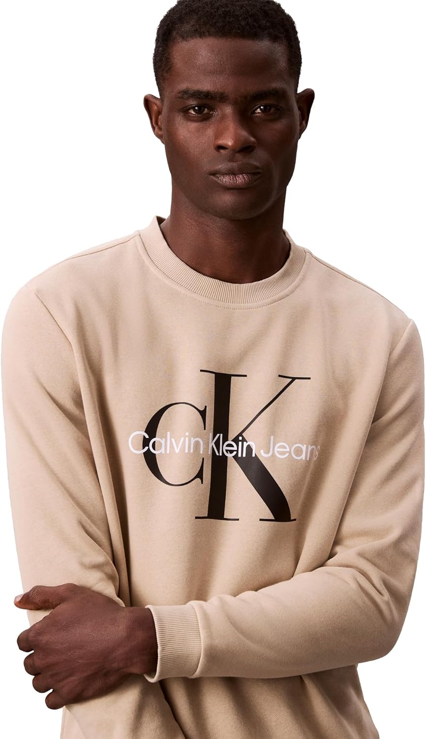 Мужская толстовка с круглым вырезом и монограммой Calvin Klein, White Pepper — фото 3