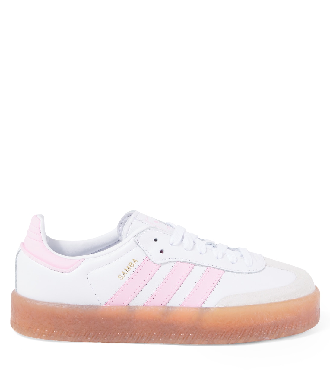 Кроссовки Sambae из кожи и замши Adidas Originals Kids, Ftwr White/Clear Pink — фото 4