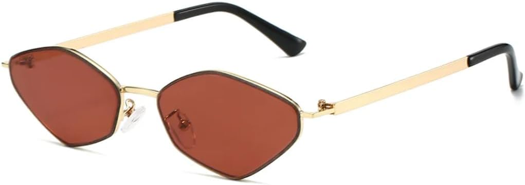 

Солнцезащитные очки с защитой от УФ-излучения UV400 | Маленькая оправа в стиле металлик-панк | Для женщин и мужчин | Для занятий спортом на открытом воздухе и вождения LXLHWN, Golden Dark Red