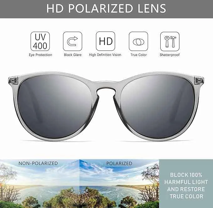 

Винтажные круглые солнцезащитные очки для женщин и мужчин в классическом ретро-дизайнерском стиле Generic, Polarized Silver Mirrored Lens/Transparent Gray Frame