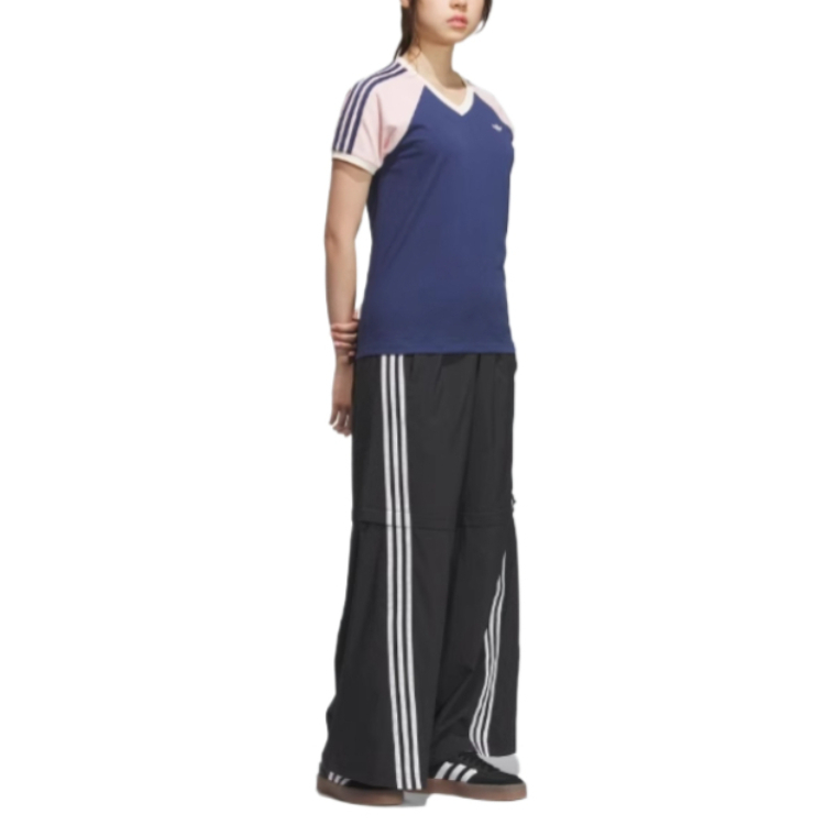 Adidas Originals Футболка Clover Series с рукавом реглан, женская, темный индиго/светло-розовый — фото 4