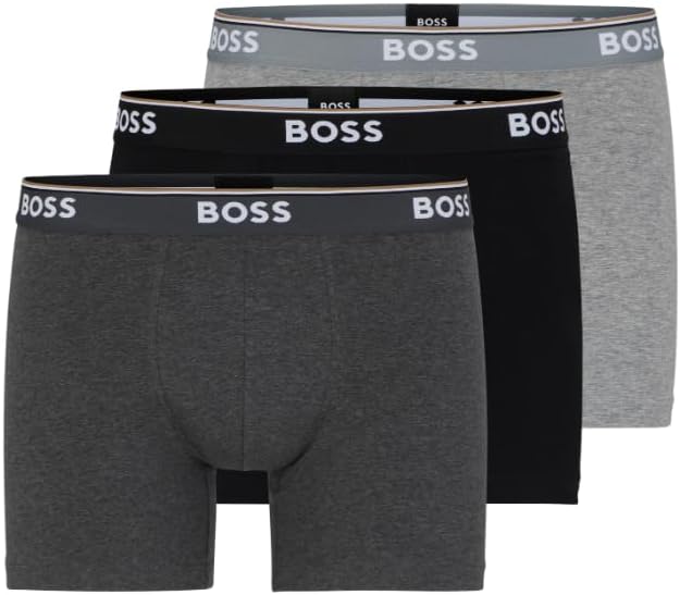 

Мужские боксеры-трусы BOSS из эластичного хлопка, 3 шт., Gray/Charcoal/Black