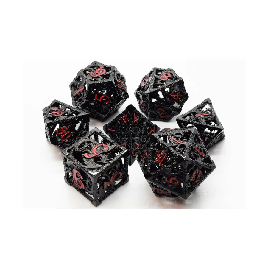 

Полые кубики дракона — черные с красным (7), Hollow Dice