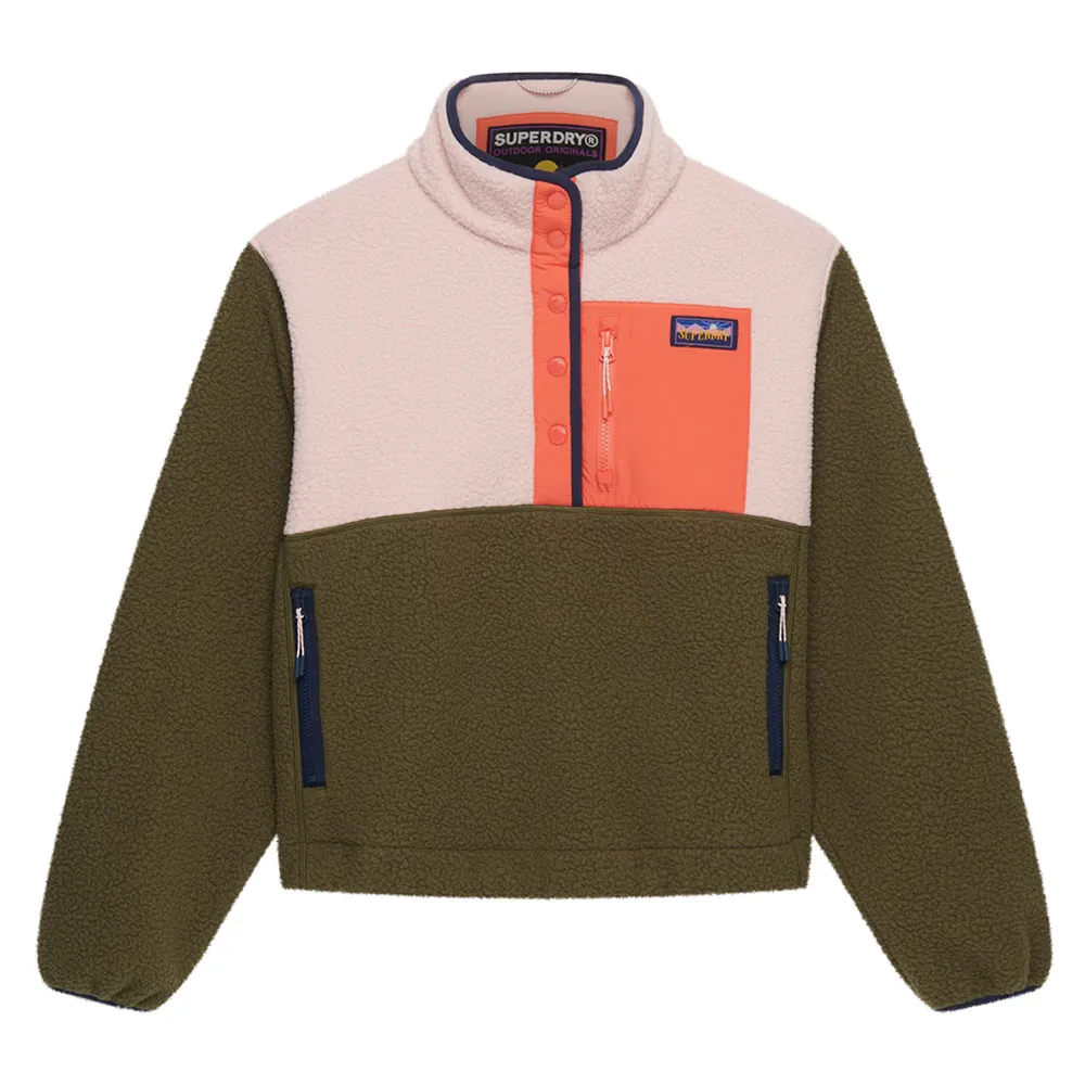 Куртка-пуловер Superdry из флиса с цветовыми блоками, зеленый — фото 3