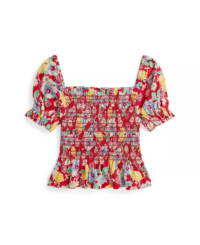 

Топ с вышивкой и цветочным принтом для девочек и малышек Polo Ralph Lauren, мультиколор