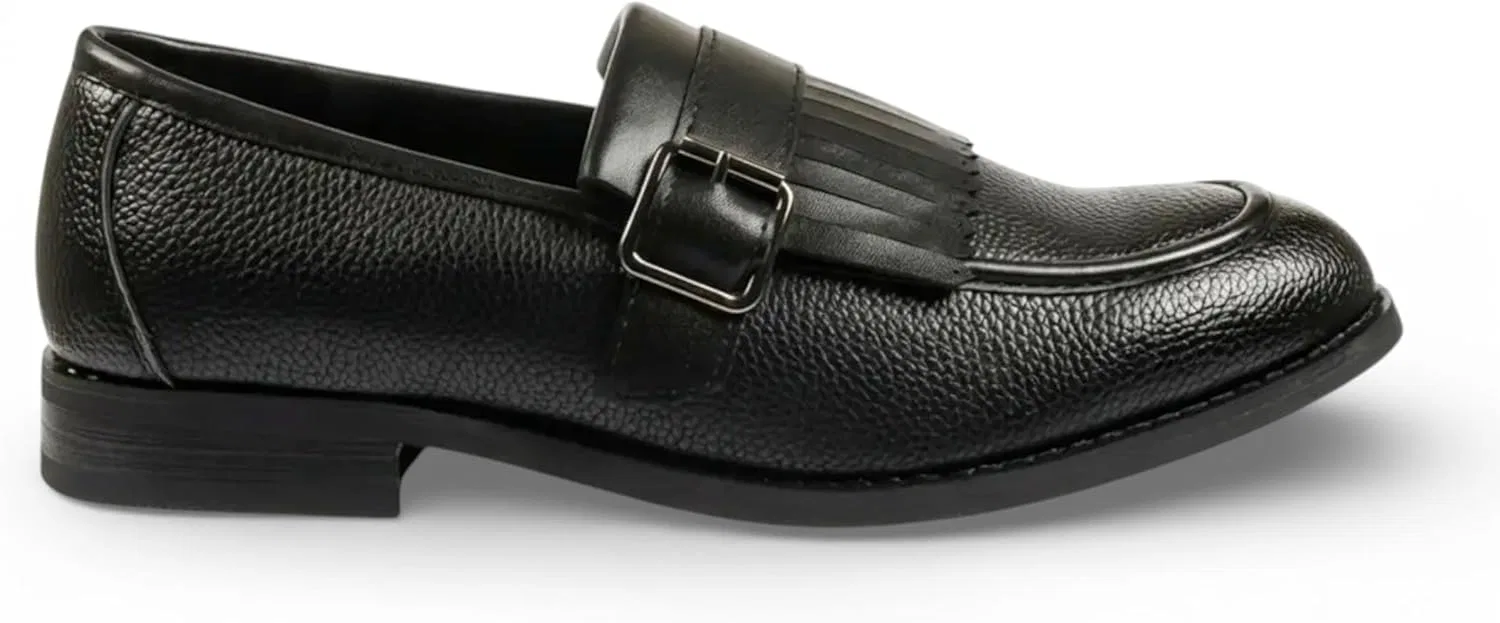 Лоферы мужские, искусственная кожа, Dolcetto, Fringe Monk Strap Slip-On, черный Infinity Leather