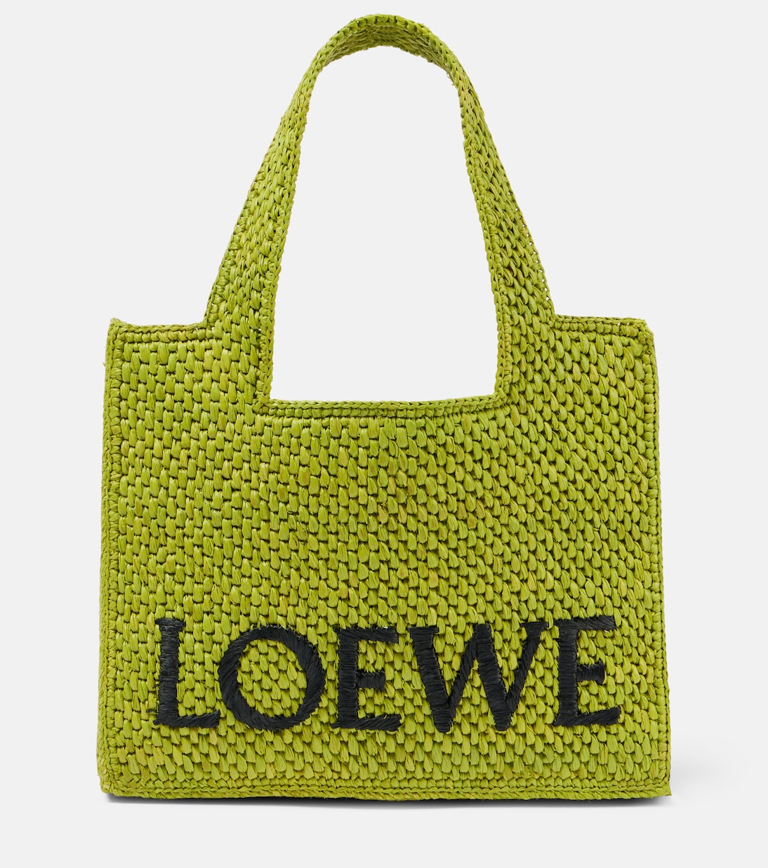 

Сумка-тоут из рафии Paula's Ibiza Font Small Loewe, Meadow Green
