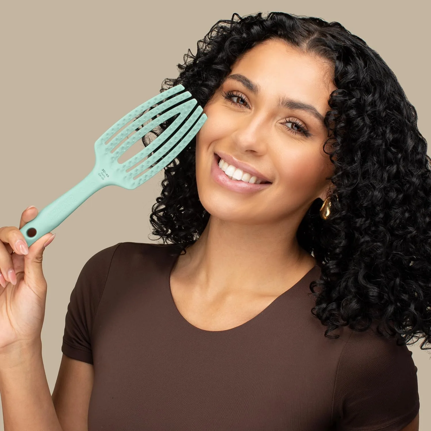 Расческа Olivia Garden CurlyHair для влажных и сухих волос - расческа для кудрявых волос, распутывания, нанесения средств для укладки, стимуляции завивки и ухода за кожей головы., Green — фото 2