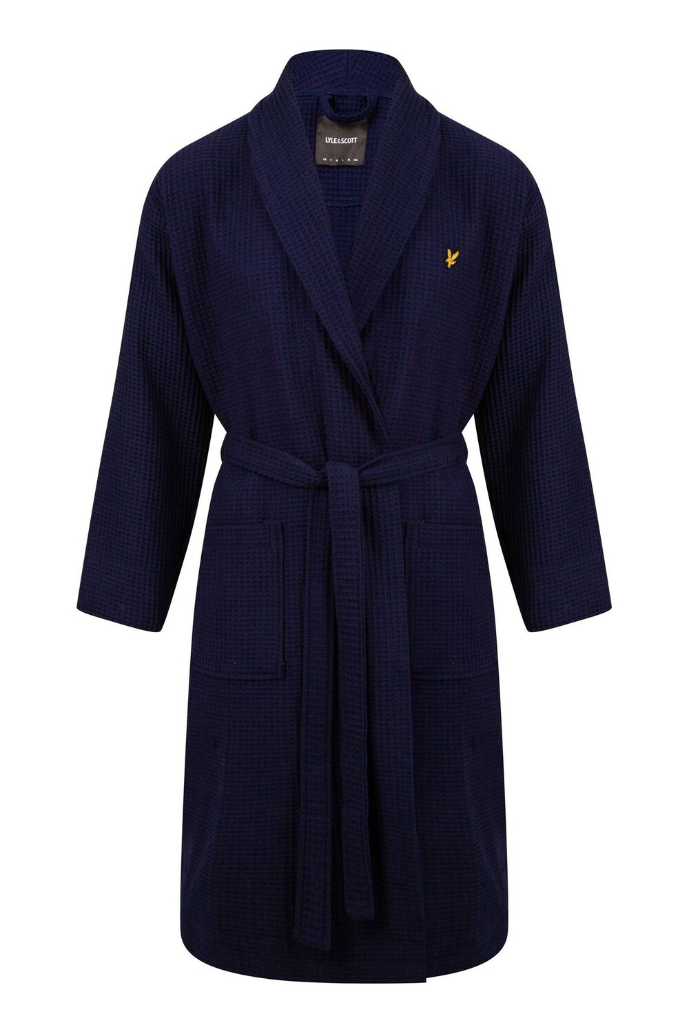 

Премиальный синий халат с вафельной текстурой Lyle & Scott, синий