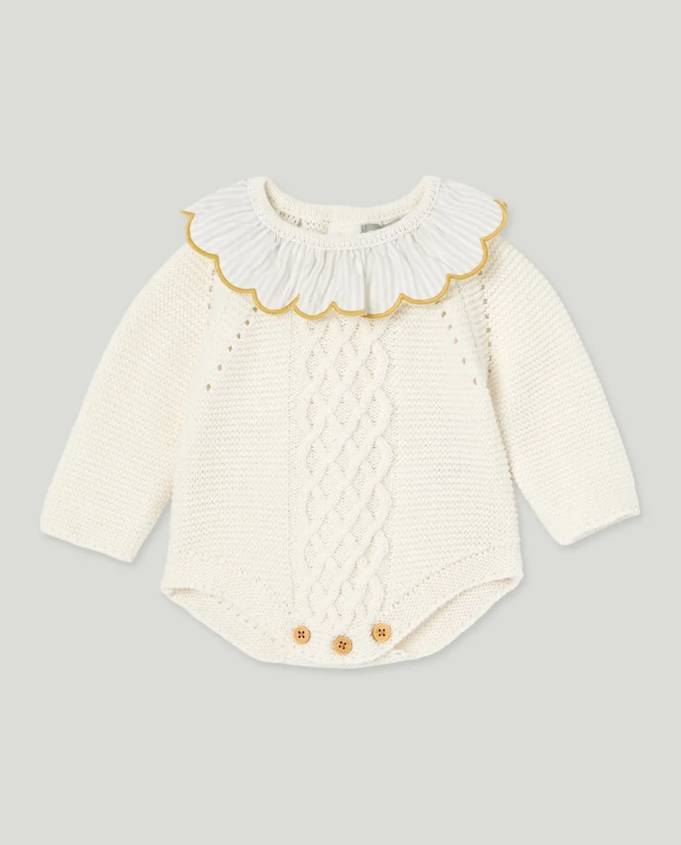 

Детский комбинезон с вязаными длинными рукавами, узором араны и принтом по всей поверхности Coconut El Corte Inglés, белый