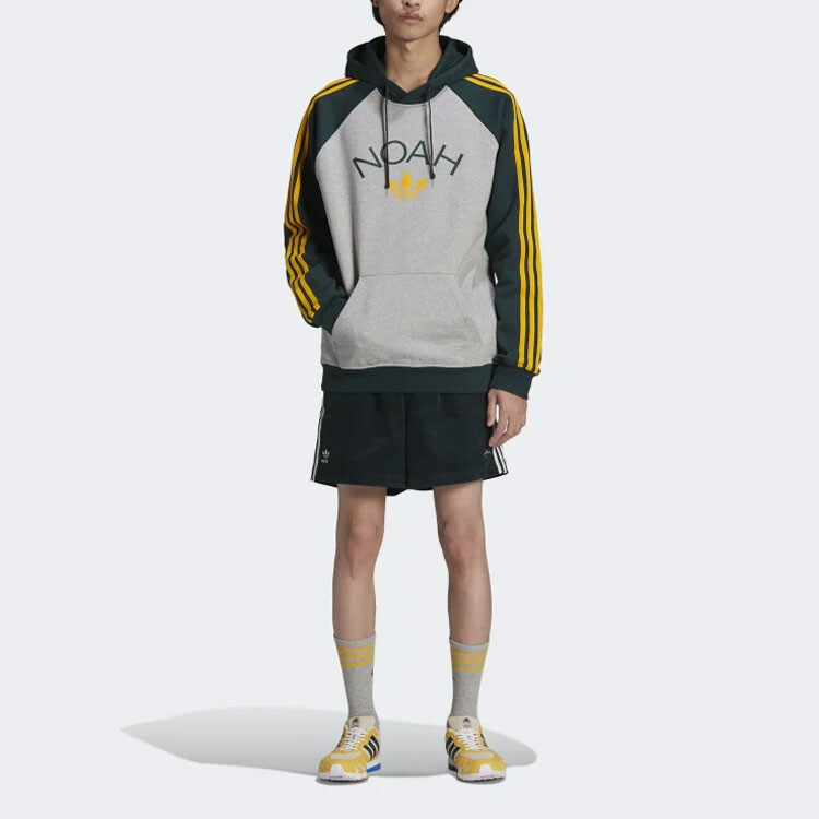 Толстовка Adidas X Noah 3S «Medium Grey Heather/Green Night» Adidas Originals, зеленый — фото 3