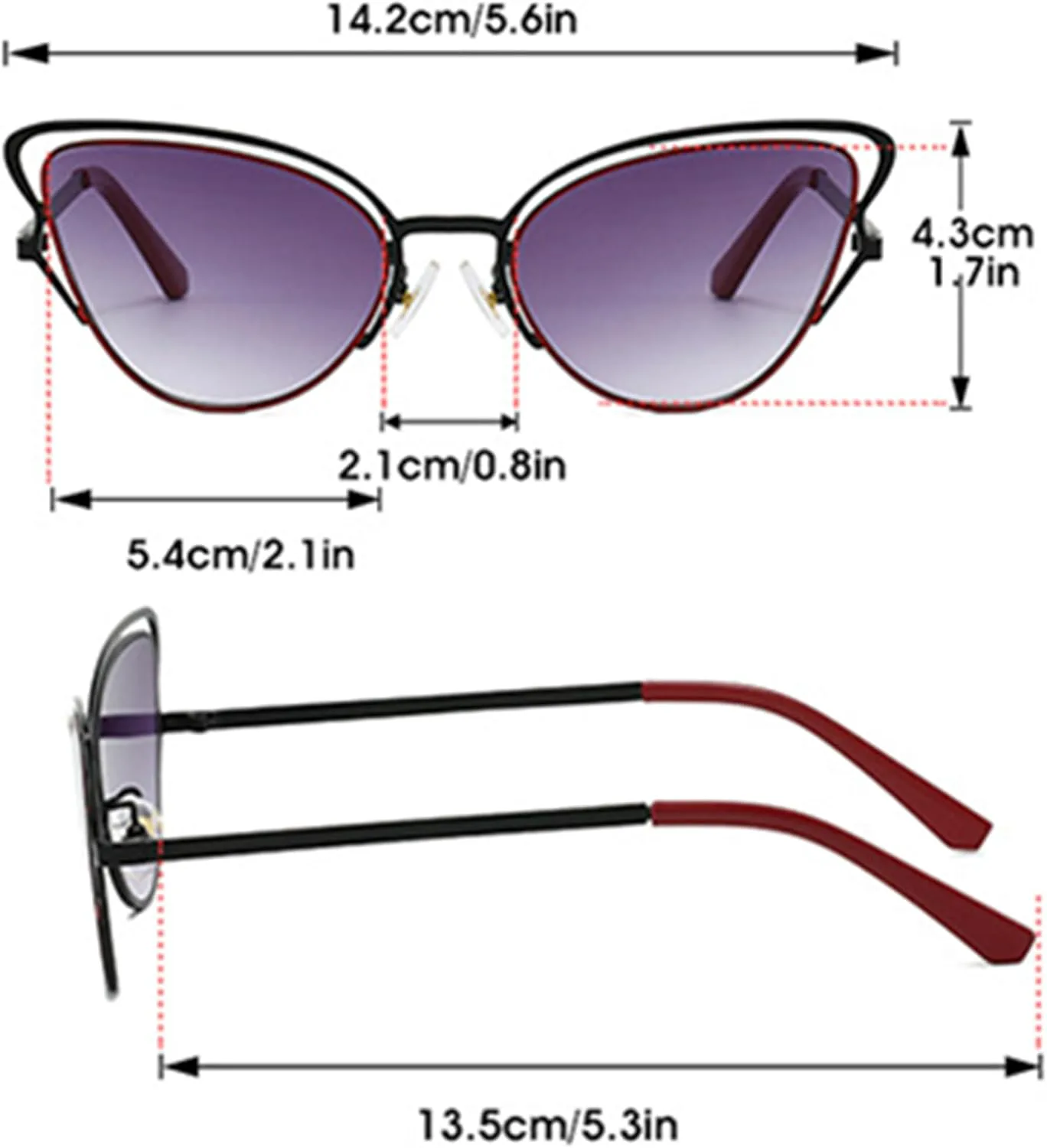 

bullabulling Металлические панк-солнцезащитные очки «кошачий глаз» для женщин и мужчин, дизайнерские коричневые солнцезащитные очки, модные золотые и черные очки, Red