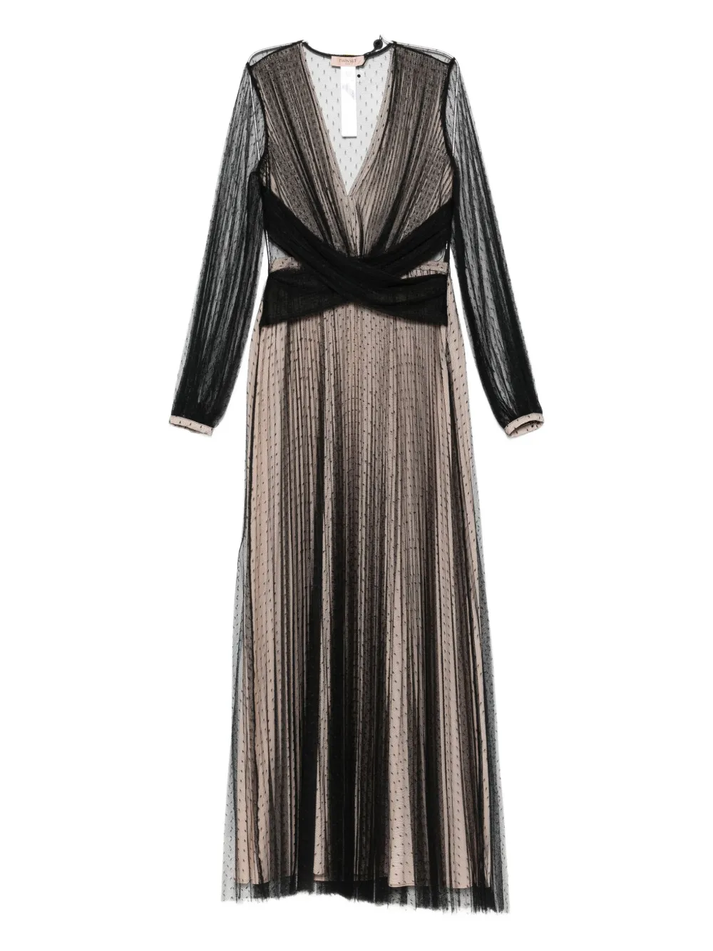 

Плиссированное макси-платье Twinset, черный