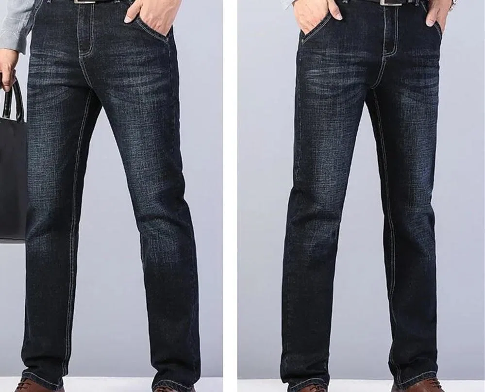 Джинсы классические Men Stretch Jeans Regular Fit Denim Pants Business Casual Classic Wear, 14 — фото 2