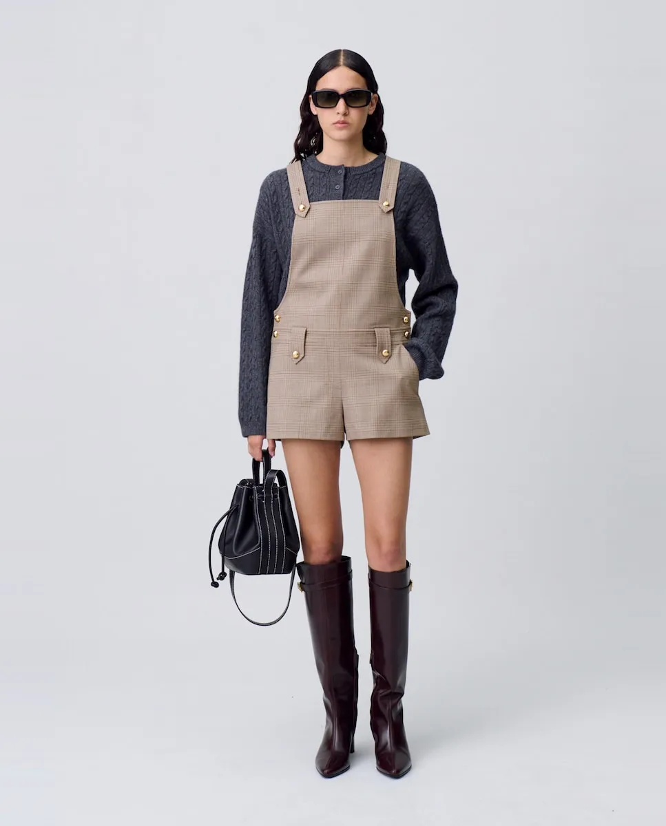 

Женский короткий клетчатый пиджак Claudie Pierlot, бежевый