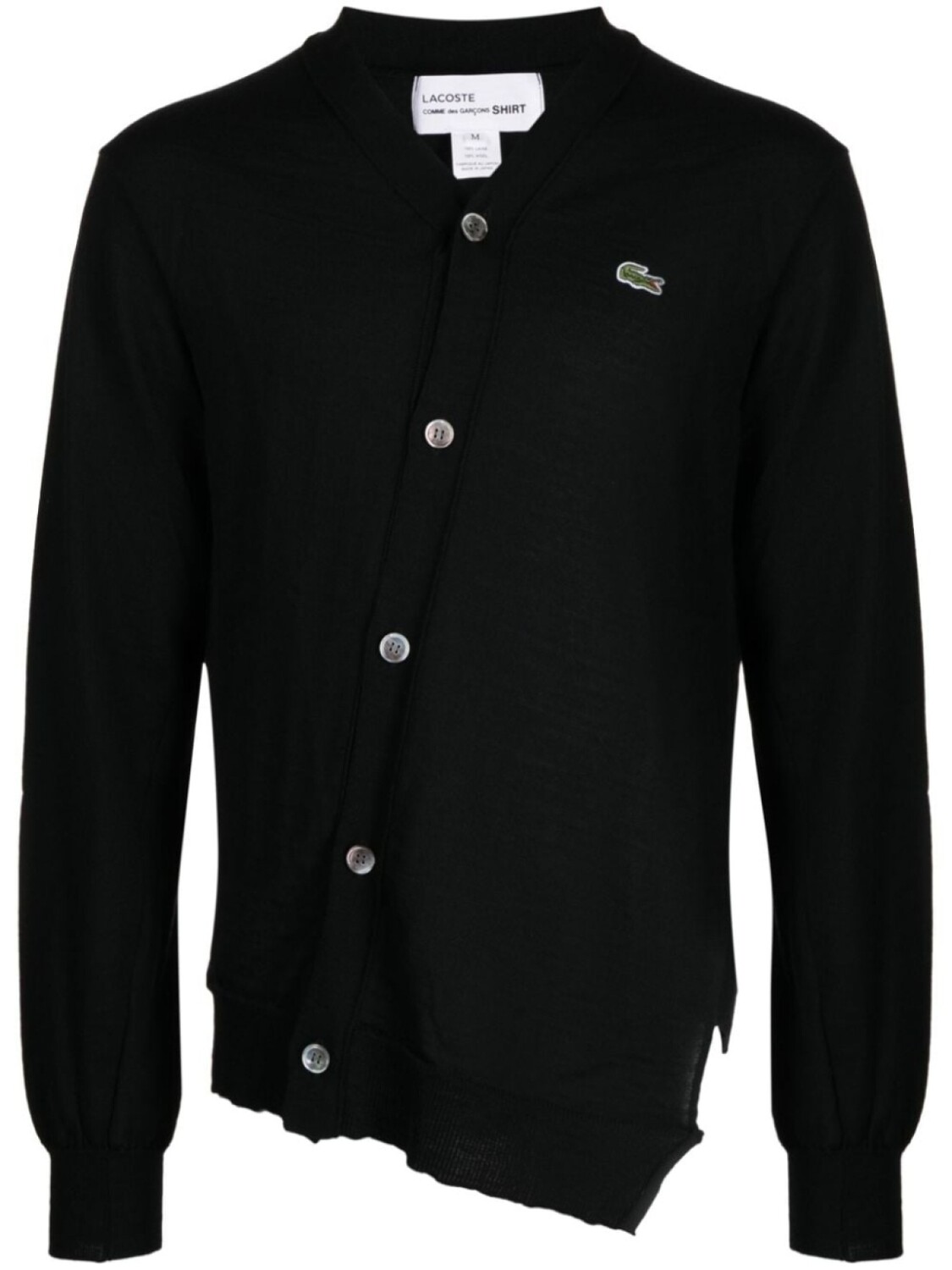 

Comme Des Garçons Shirt шерстяной кардиган асимметричного кроя из коллаборации с Lacoste, черный