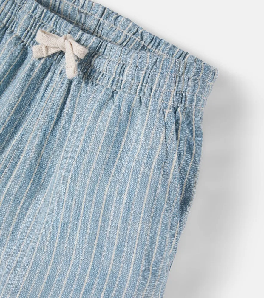 Полосатые льняные брюки Polo Ralph Lauren Kids, синий — фото 4