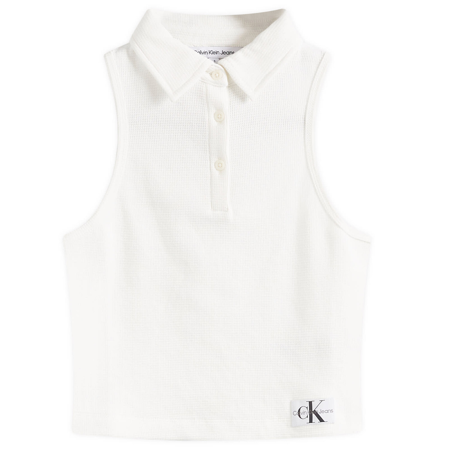 

Топ Calvin Klein Waffle Polo Top, цвет Greige