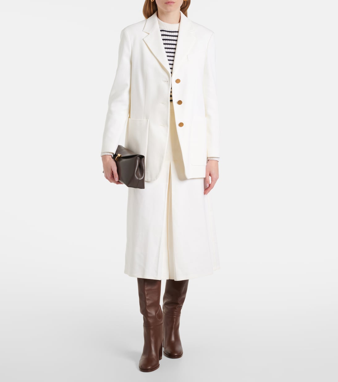 Юбка миди из плиссированного хлопка Renoir Max Mara, Bianco — фото 2