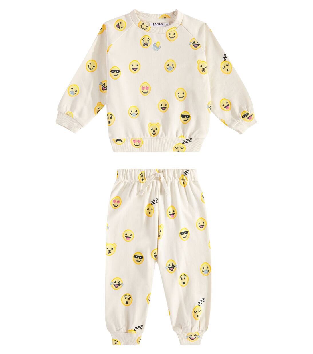

Комплект из джерси Baby Simeon: толстовка и спортивные штаны Molo, цвет happy pixels