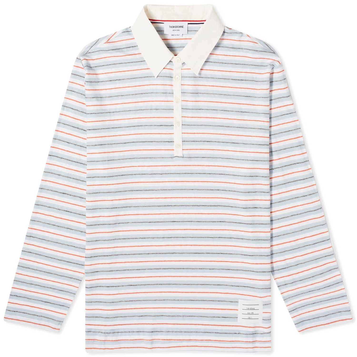 

Поло Thom Browne Striped Rugby Fit, цвет Medium Blue