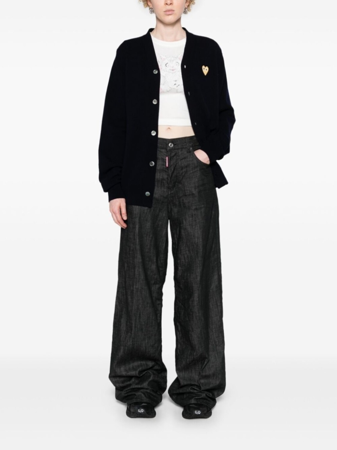 Comme Des Garçons Play шерстяной кардиган с V-образным вырезом, синий — фото 2