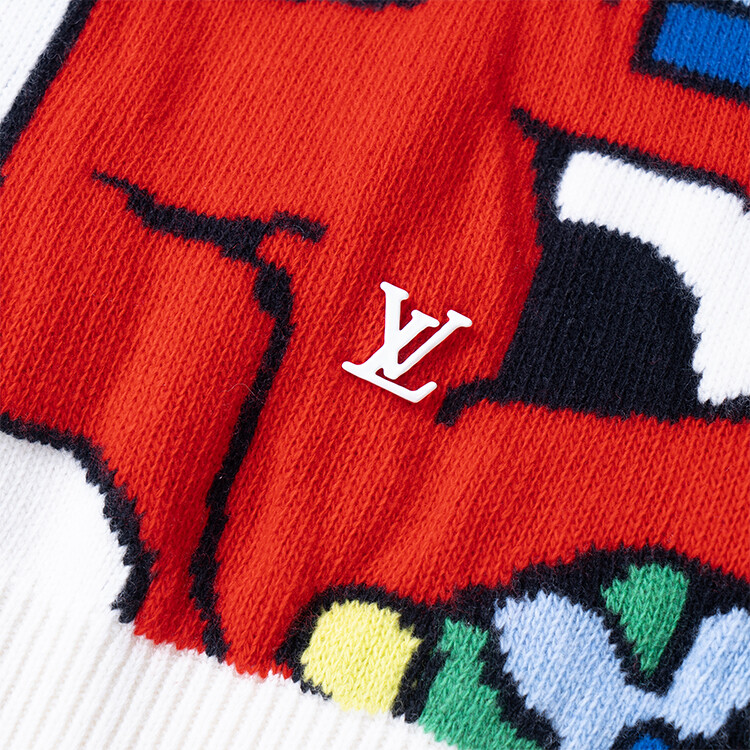 LV Puzzle жаккардовый круглый вырез Louis Vuitton, белый — фото 4
