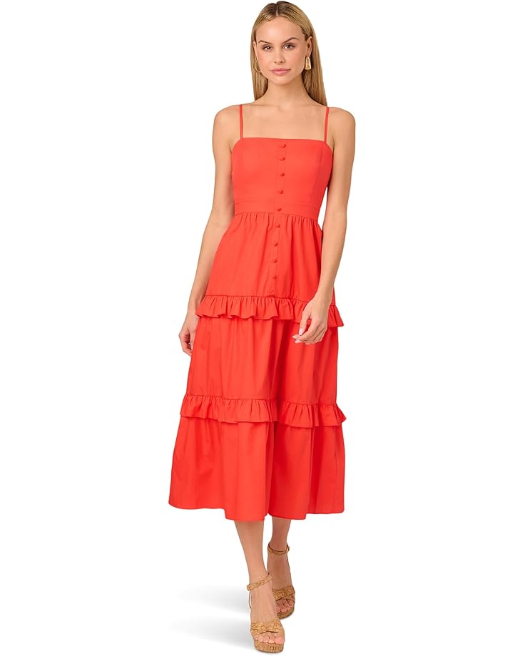 

Платье Adrianna Papell Solid Tiered Midi Dress, цвет Sorbet