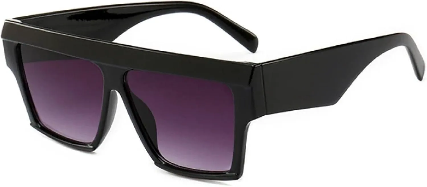 

Солнцезащитные очки для женщин и мужчин, большая оправа, модные ретро-очки с зеркальными линзами и плоским верхом, защита от УФ-излучения UV400 TKKTLLT, C1