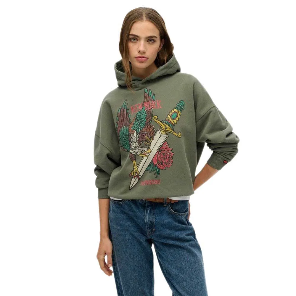 

Худи Superdry Neo Trad Tattoo Relaxed Fit, зеленый