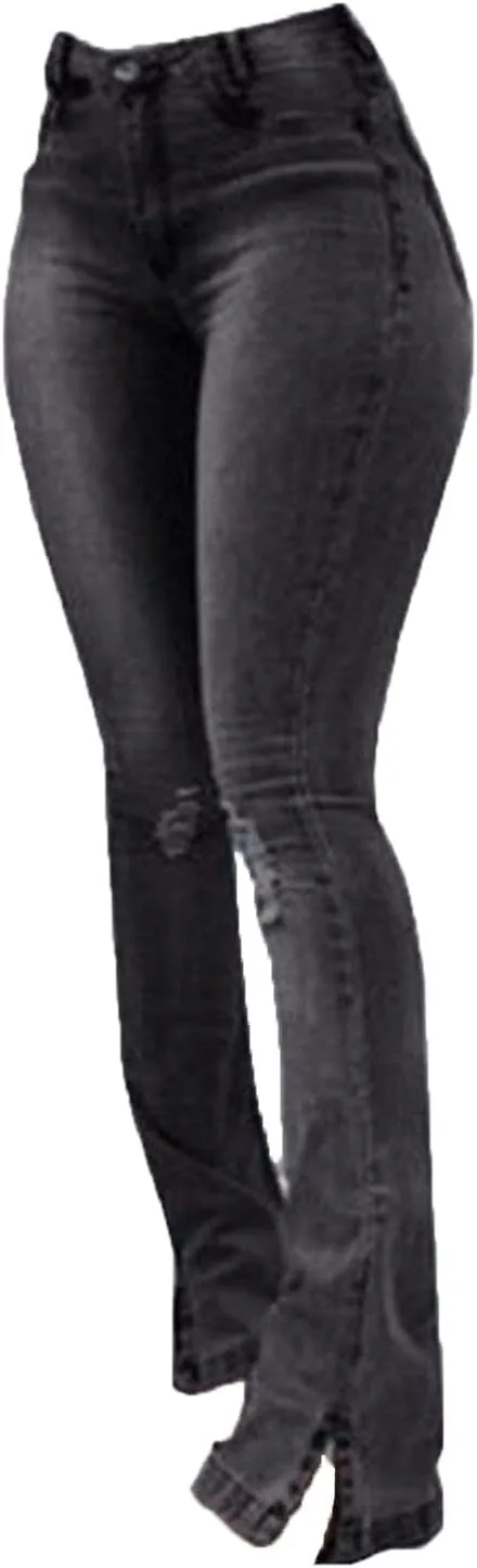 

Женские джинсы с боковыми разрезами и потертостями, зауженные, с высокой талией DGHM-JLMY