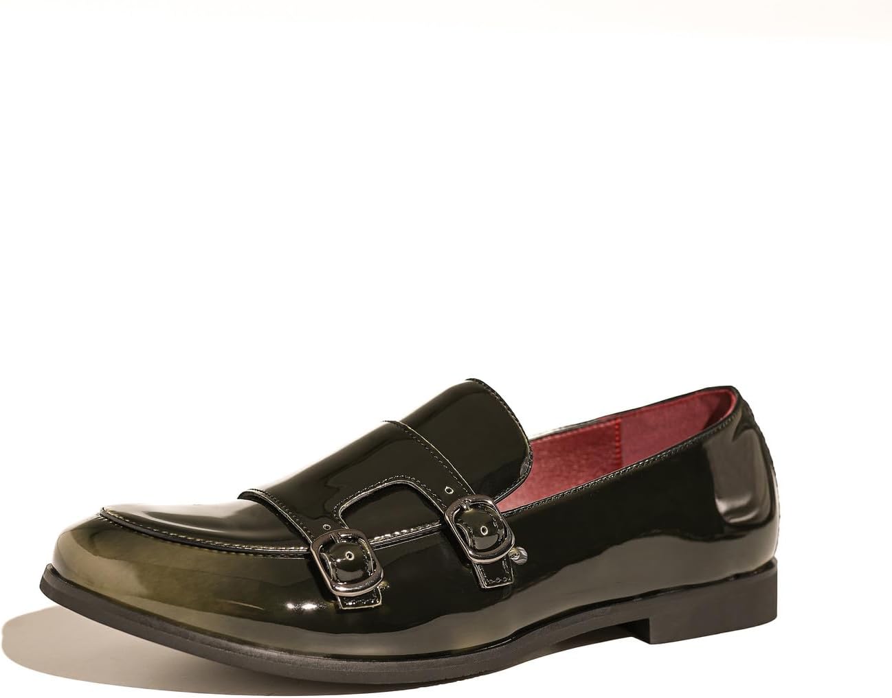 

Мужские лоферы Santimon с двумя пряжками из лакированной кожи, стильные слипоны, современные монк-страп, элегантная обувь для повседневного и формального ношения, серый