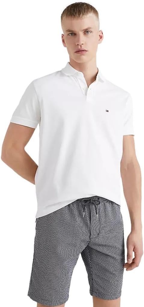 

Мужская рубашка-поло Tommy Hilfiger с коротким рукавом из хлопкового пике, классического кроя, коллекция 2024 года, White, Белый, Мужская рубашка-поло Tommy Hilfiger с коротким рукавом из хлопкового пике, классического кроя, коллекция 2024 года, White