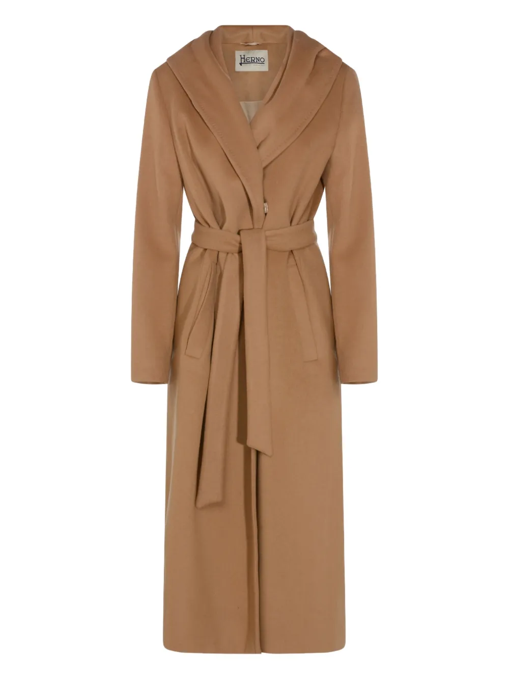 

Пальто с капюшоном и поясом Herno, нейтральный
