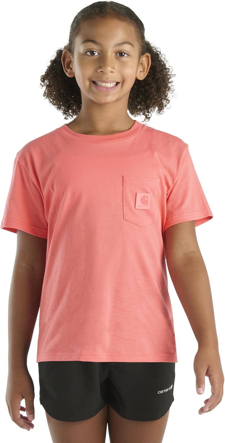 

Детская футболка Carhartt CA7109 с коротким рукавом и накладным карманом в тон - для девочек, Dubarry
