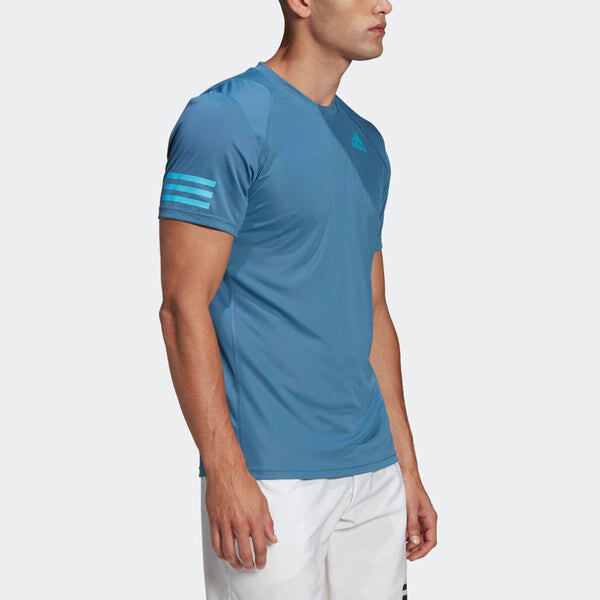 Футболка Men's adidas Casual Breathable Solid Color Tennis Sports Short Sleeve Blue T-Shirt, мультиколор — фото 4