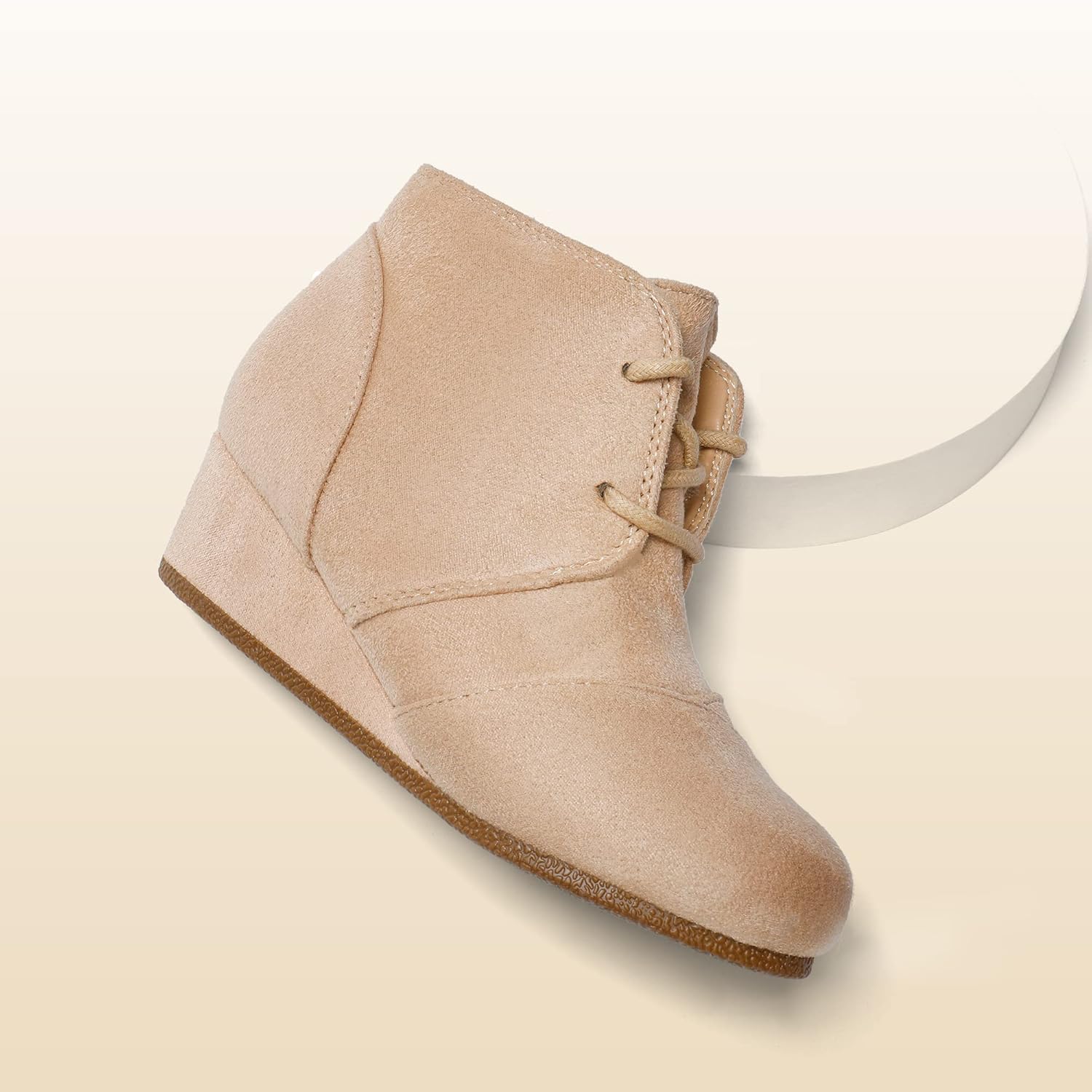 DREAM PAIRS ботильоны на низком клиновидном каблуке с боковой молнией для малышей/детей младшего и старшего возраста, Beige — фото 3