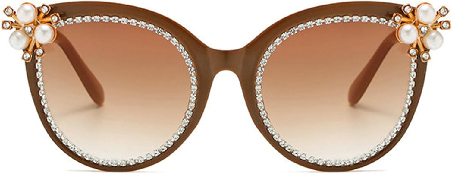 

Солнцезащитные очки Willochra «Кошачий глаз» с блестящими кристаллами, градиентные солнцезащитные очки, женские солнцезащитные очки для вечеринок со стразами, защита UV400, Brown