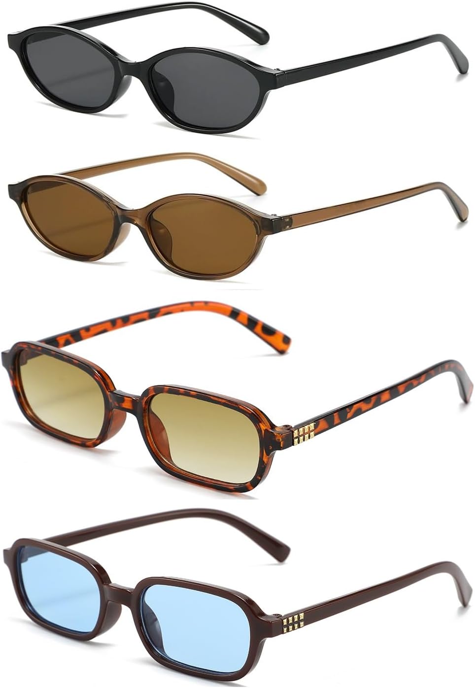 

Набор из 6 очков с леопардовым принтом — разноцветные солнцезащитные очки в геометрической оправе для женщин, модные аксессуары ENSARJOE, 4pcs Black Gray Leopard Print Tea Coffee Blue