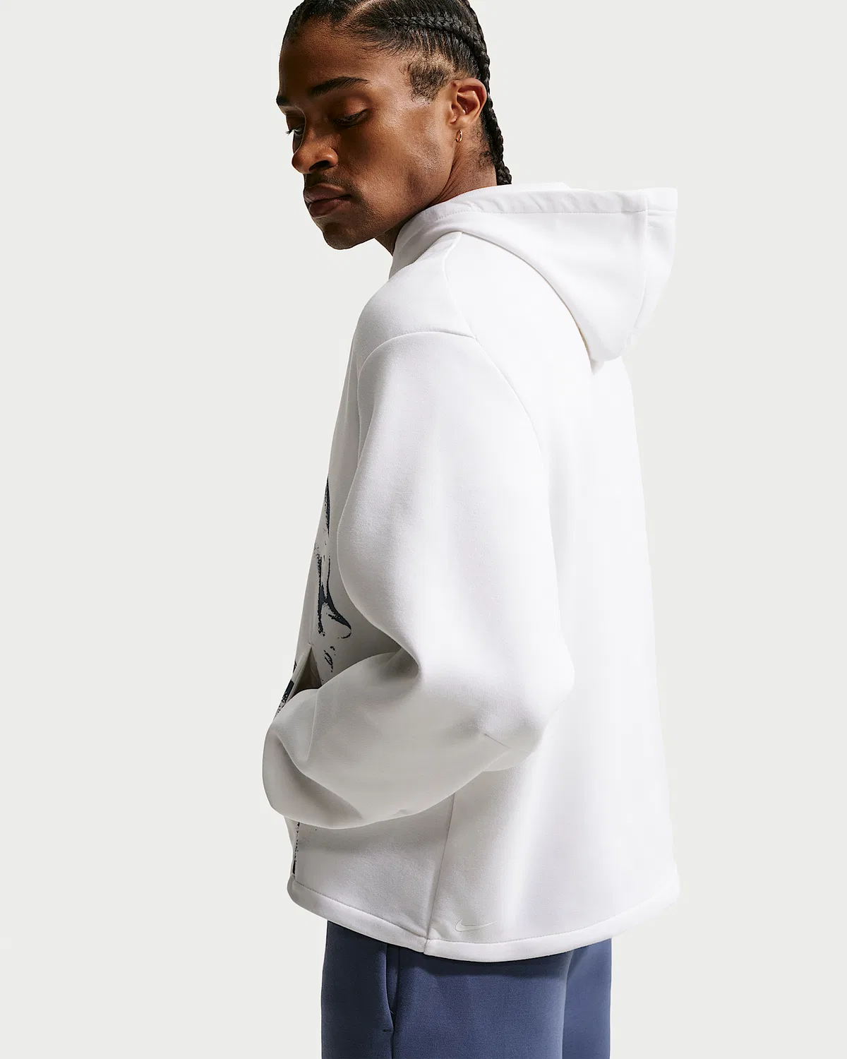 Мужская баскетбольная худи-пуловер Kobe из флиса Dri-FIT, White/Black — фото 2
