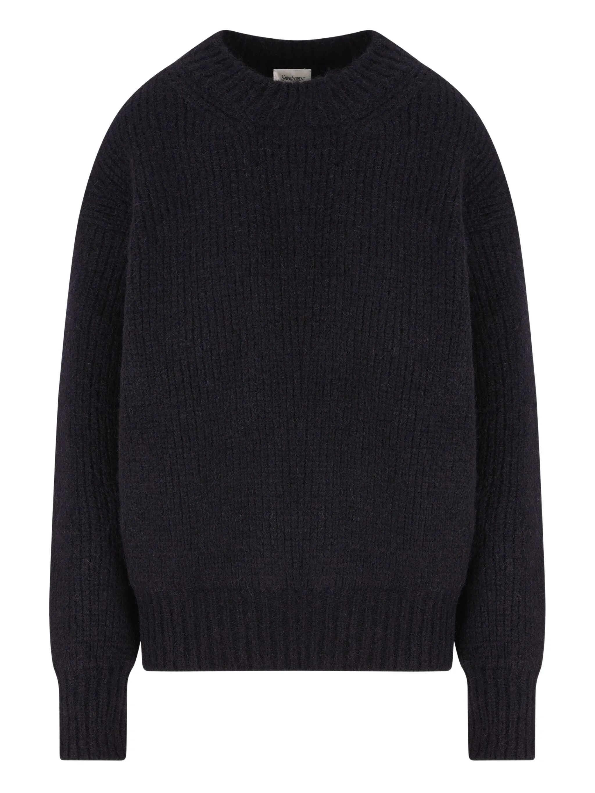 

Свитер в рубчик с круглым вырезом Saint Laurent, синий