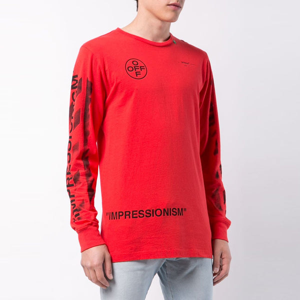 Футболка ss21 logo black arrow graffiti printing long sleeves red Off-White, красный — фото 3