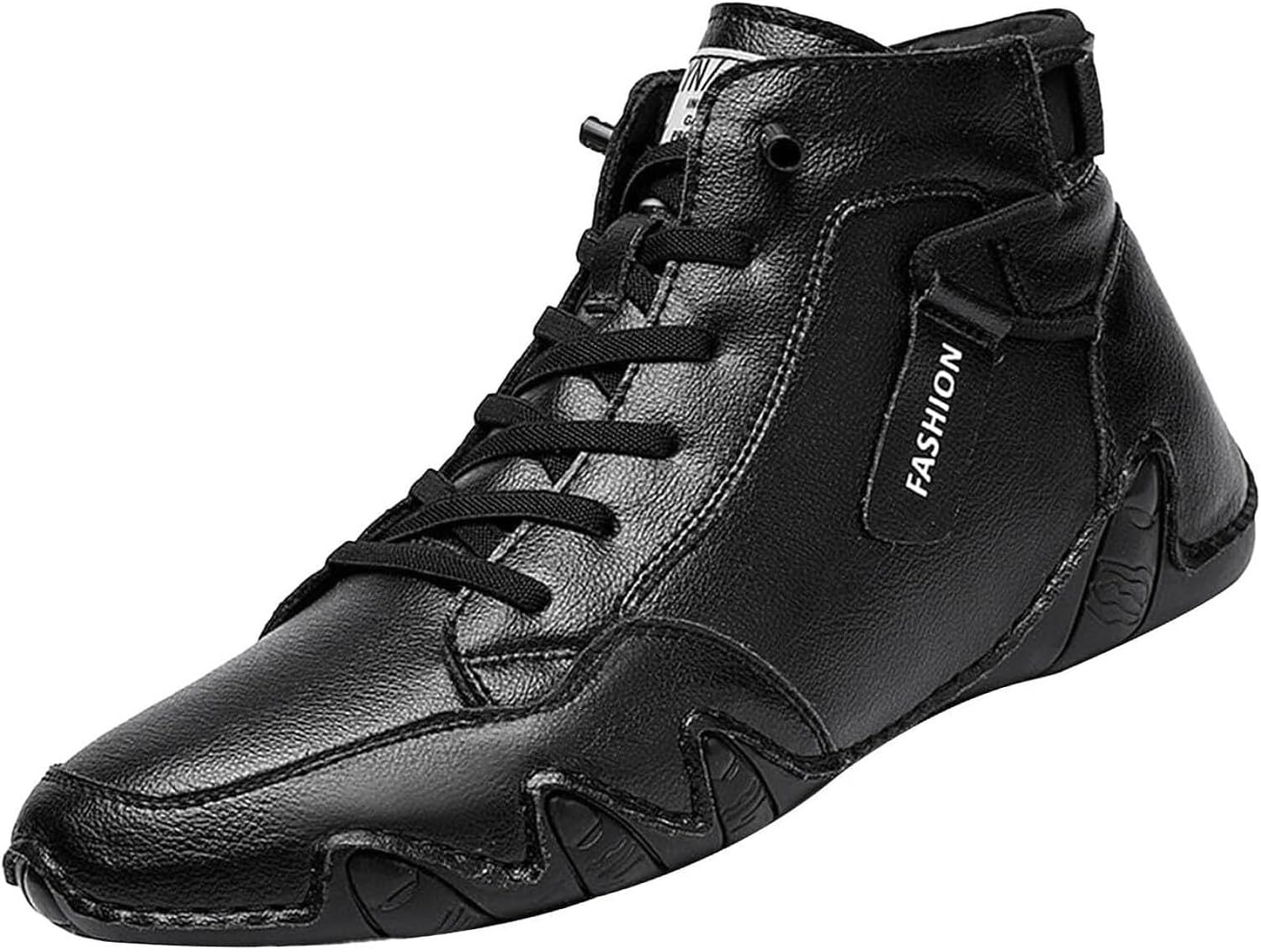 

Мужские повседневные мягкие кожаные ботинки до щиколотки, осень-зима, комфортные, теплые, итальянской ручной работы, шнуровка, без каблука, чукка, для прогулок и вождения, плоские высокие ботильоны Generic, черный