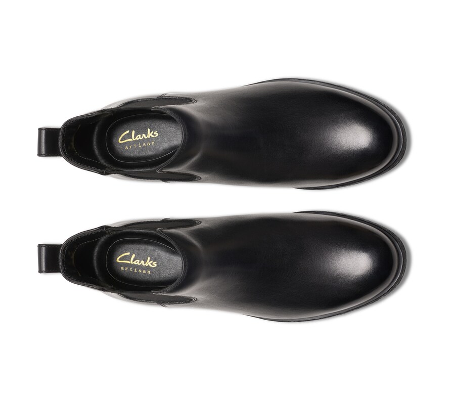 Ботинки женские челси CLARKS из гладкой кожи, черный — фото 3
