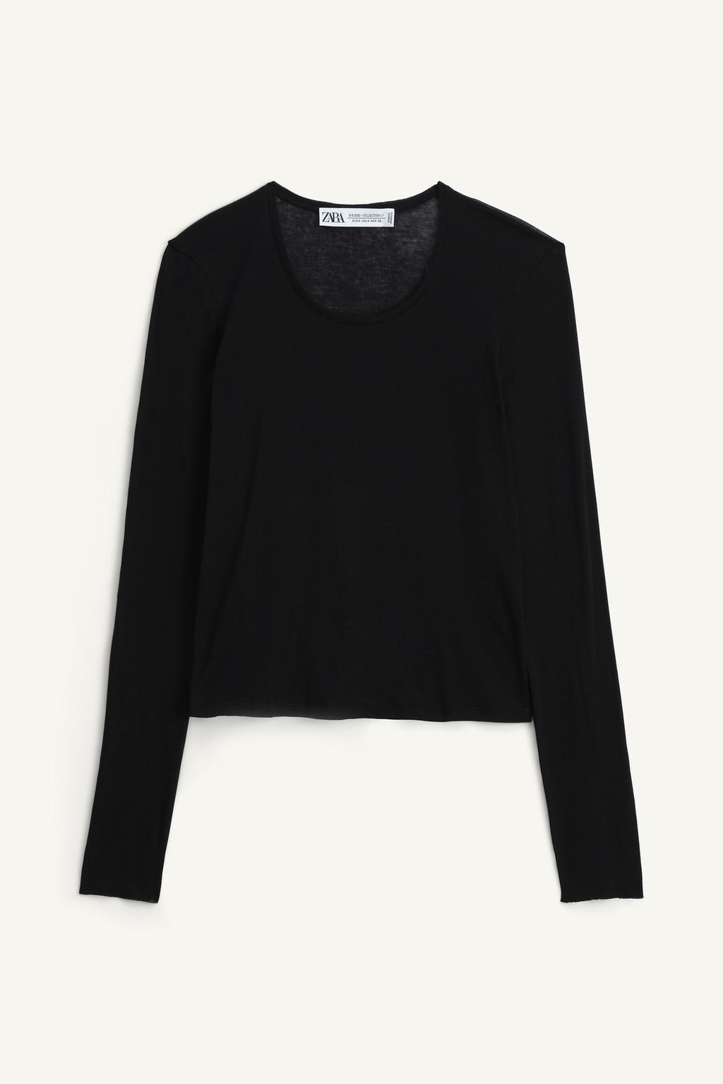 

Хлопковая футболка supima ZARA, черный