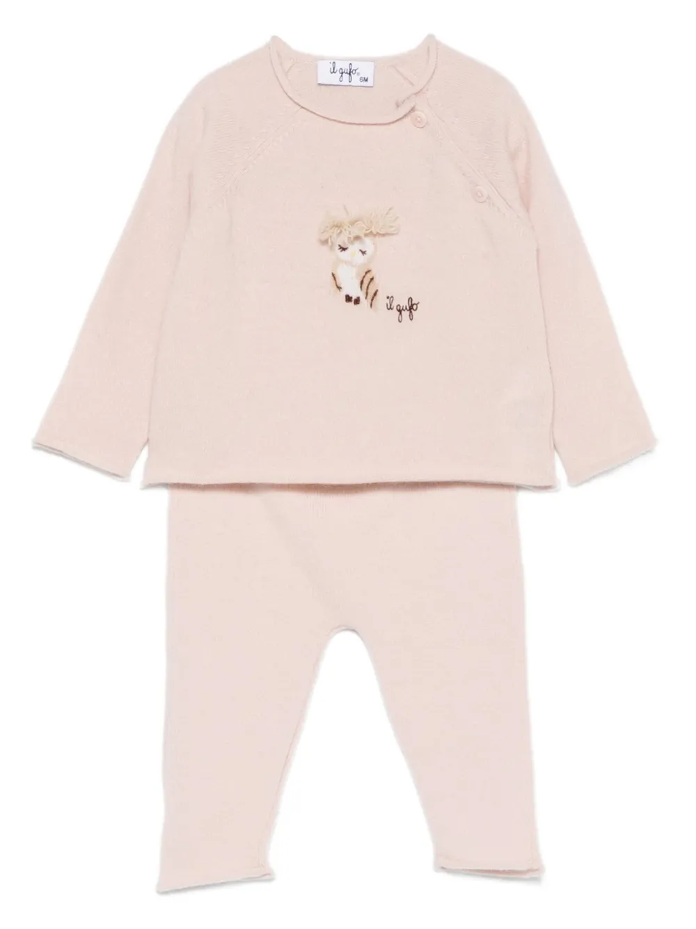 

Вязаный комплект для младенца с вышивкой Il Gufo, розовый