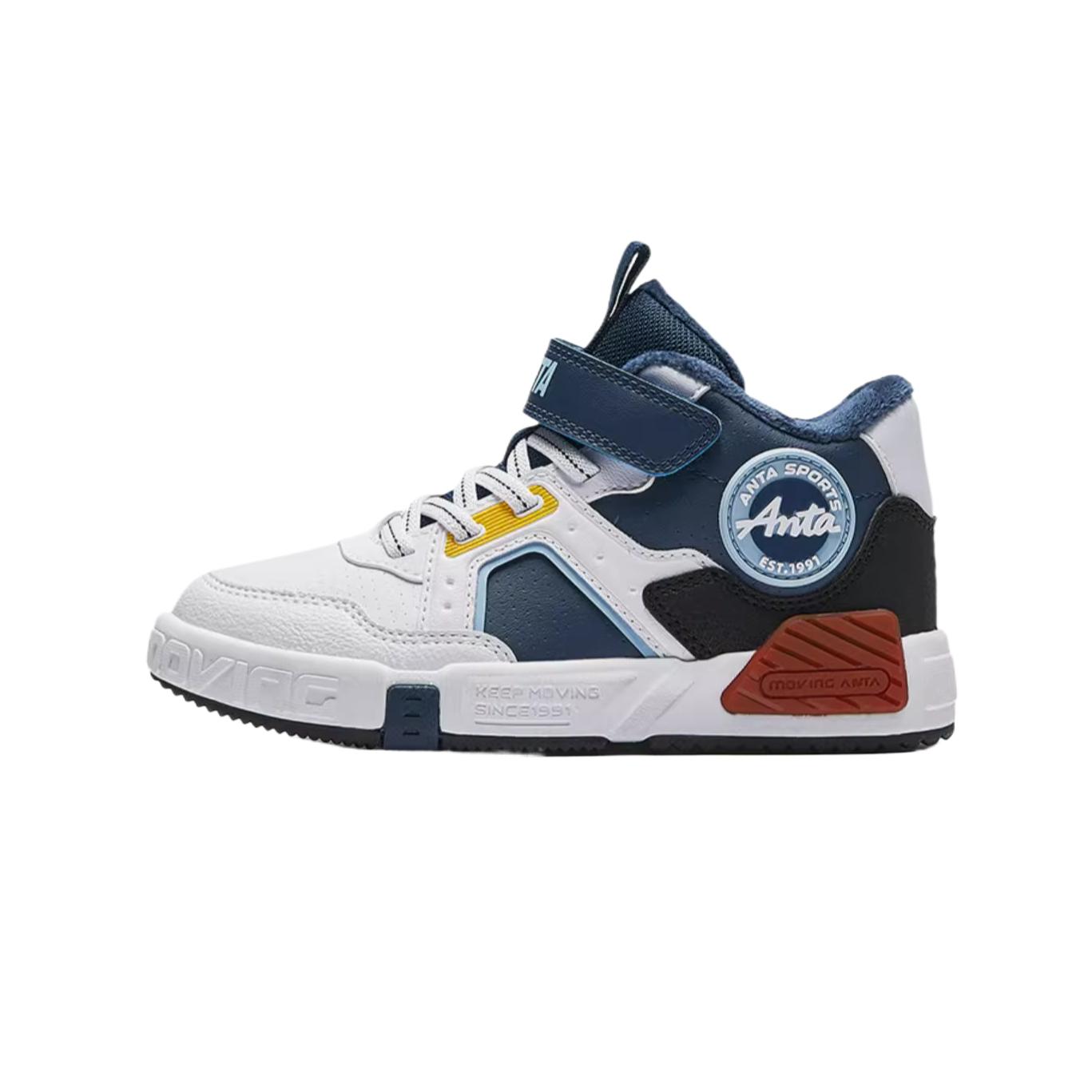 

Antakids Износостойкие мид-топ детские скейтбординг кроссовки Anta White/Dark Shadow Blue/Shower Blue Kids'