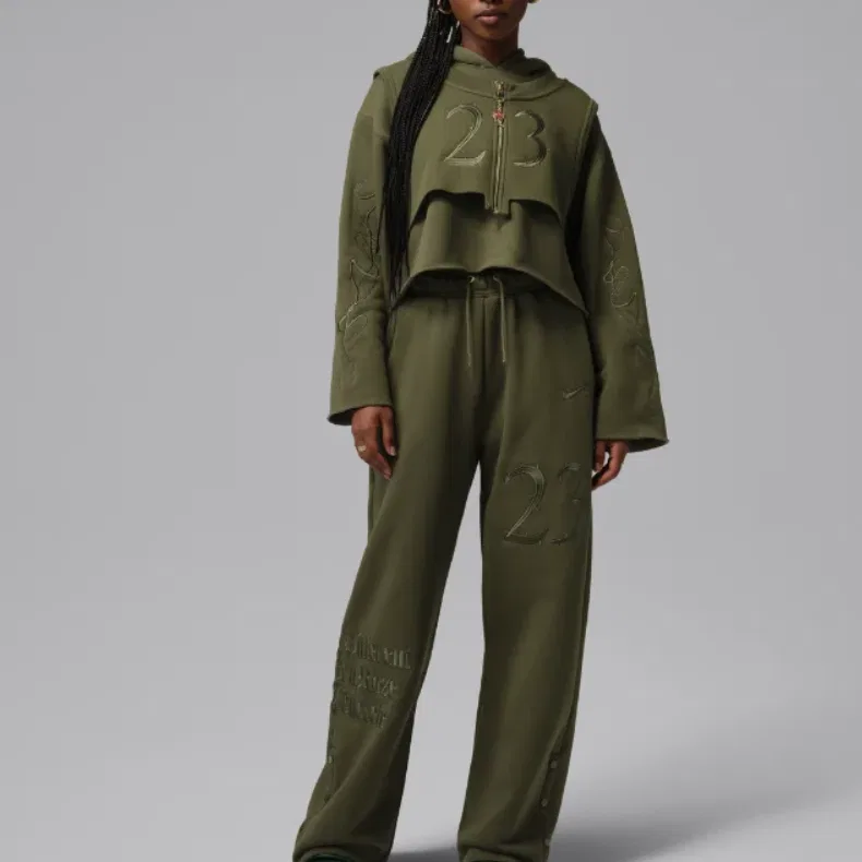 Женская толстовка x Teyana Taylor с капюшоном на флисе, длинный рукав Jordan, Green — фото 4